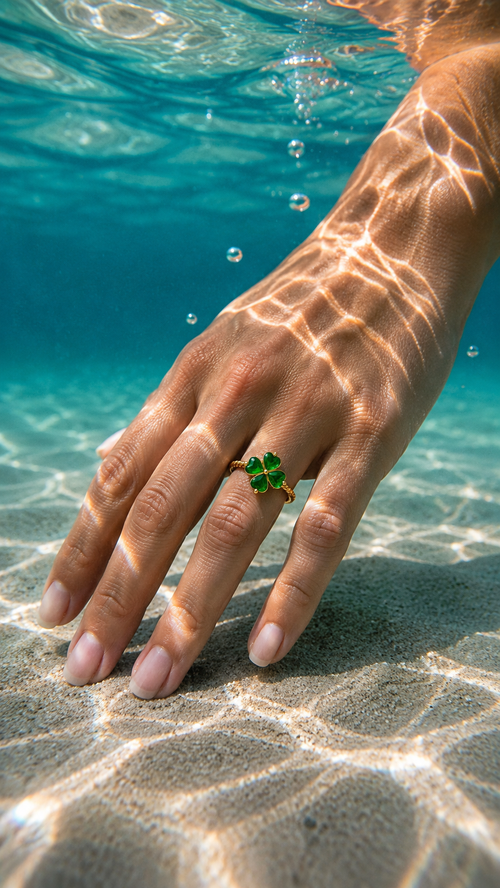 Green Clover Bracelet – Gold Stainless Steel