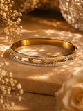 Timeless Elegance Bangle Bracelet – Gold Stainless Steel with Crystal Trim