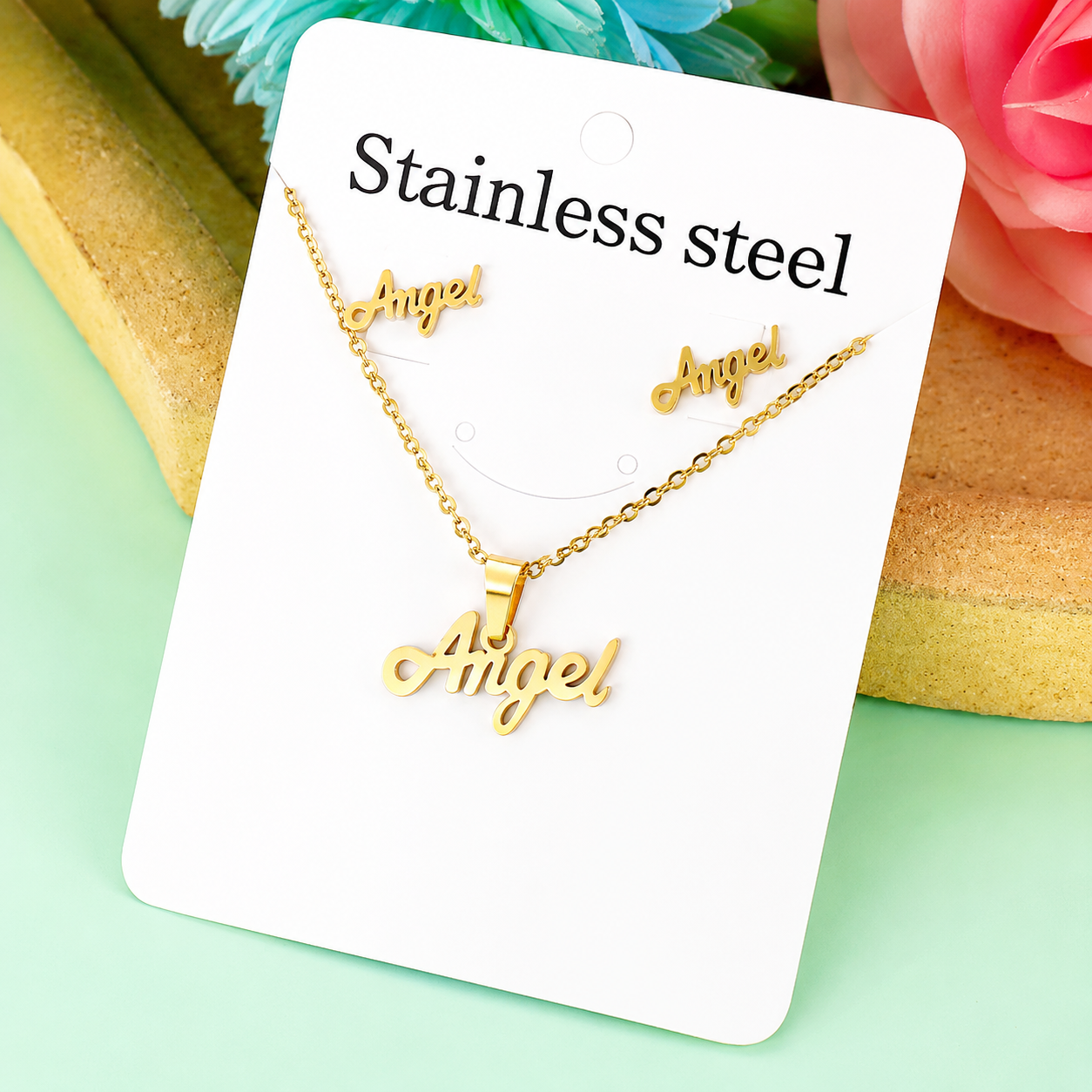 Angel Stainless Steel Jewelry Set – Gold