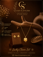 Lucky Clover Set – Gold Necklace & Earrings
