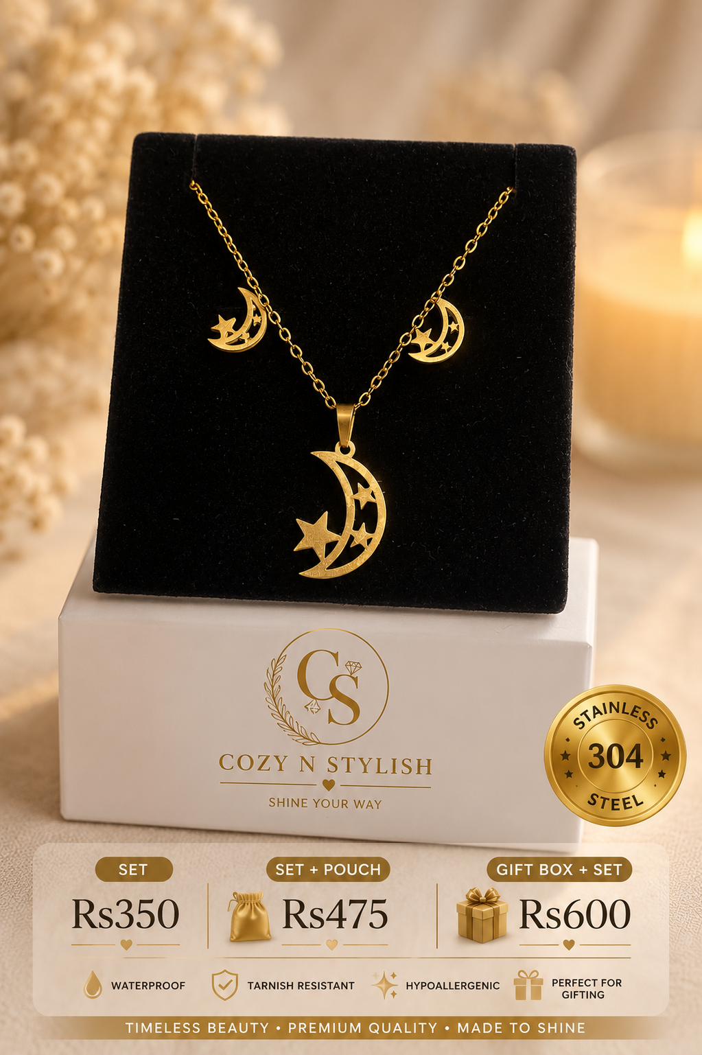 Moon & Star Jewelry Set