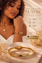 Crystal Gold Bangle Bracelet – Stainless Steel