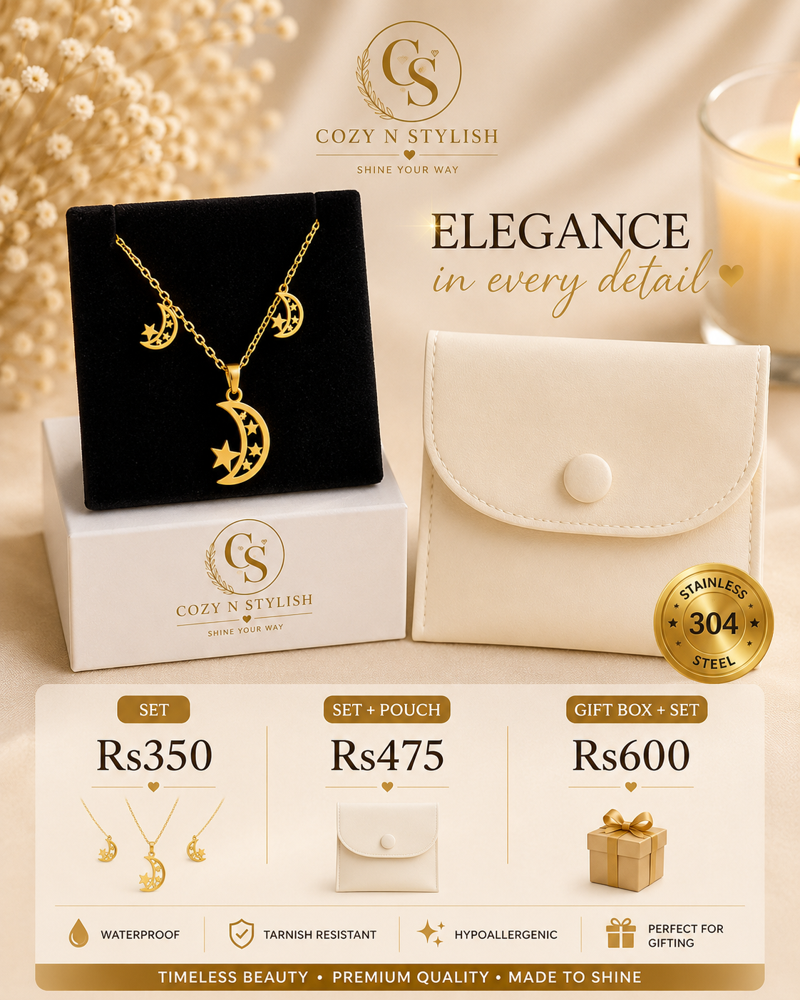 Moon & Star Jewelry Set