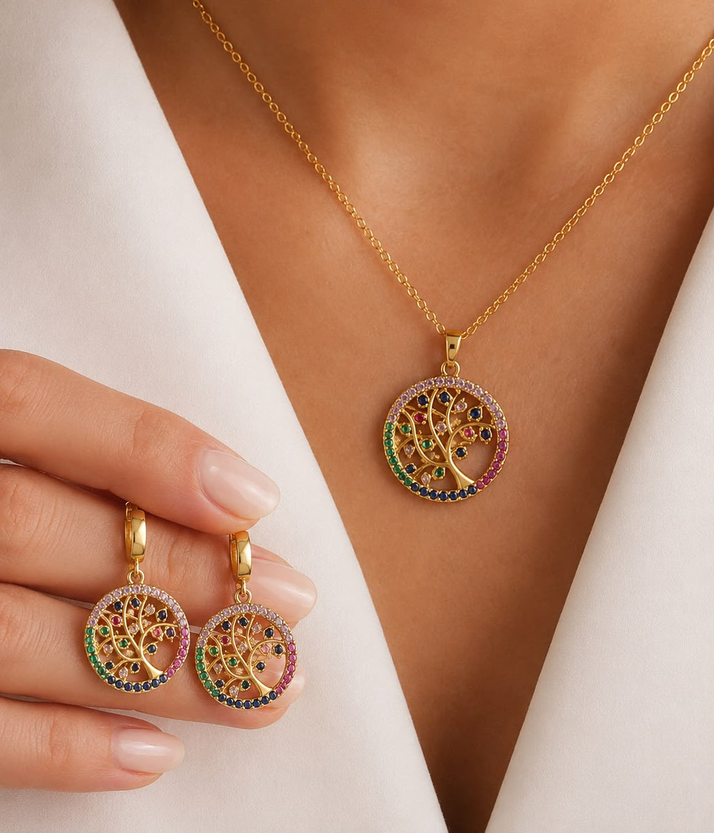 Tree Of Life Necklace Set - Stainless Steel
