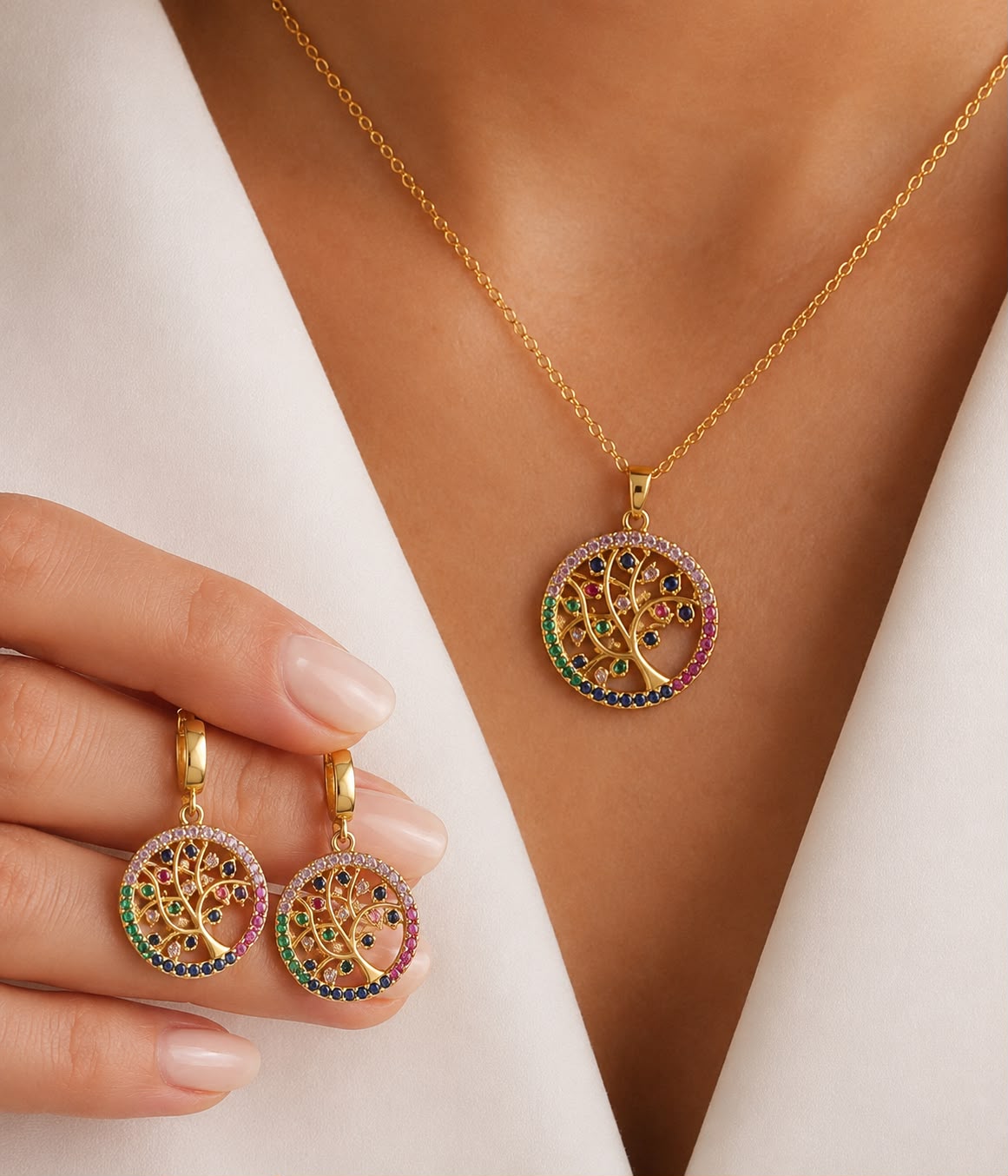 Tree Of Life Necklace Set - Stainless Steel